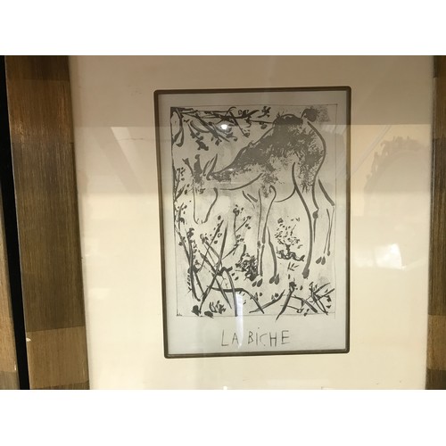 688 - Set of three framed Pablo Picasso prints with authentication certificates. Le Bellier La Lione and L... 