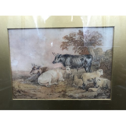 695 - W.S Cooper watercolour, Cattle and Sheep in field scene, signed L.L. W S Cooper '80. Painting size 1... 