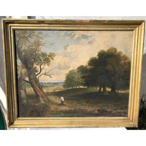 699 - J RICHARDSON. A large painting on canvas, view from Beverley Westwood, signed J Richardson L.L. C187... 