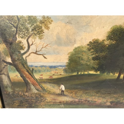 699 - J RICHARDSON. A large painting on canvas, view from Beverley Westwood, signed J Richardson L.L. C187... 