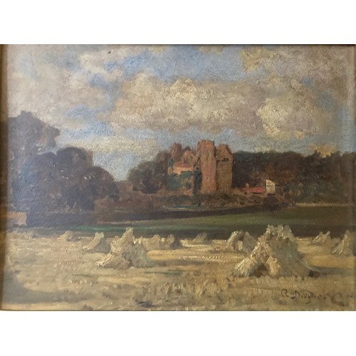 701 - R Noble oil on board landscape '04', inscribed to back Redhouse by R. Noble S.S.A. East Linton.