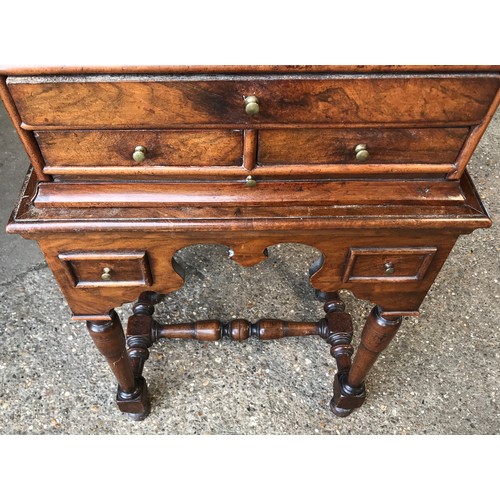 746 - A 19thC walnut vanity dressing table with drop down front and 3 drawers to base. 152cms h x 44cms w ... 