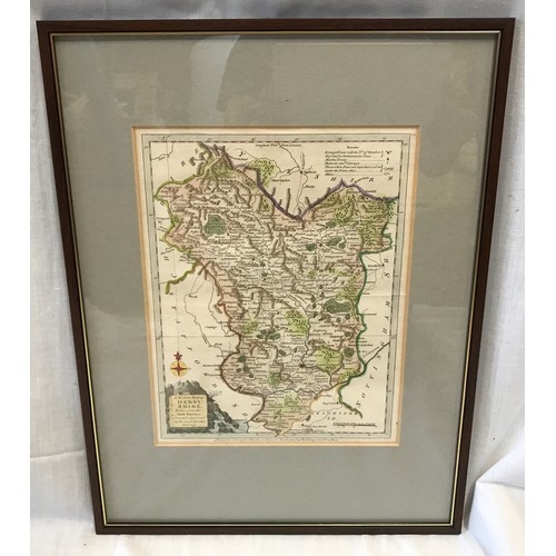 672 - A small framed coloured map of Derbyshire printed for Carrington Bowles and St Pauls Churchyard.Map ... 