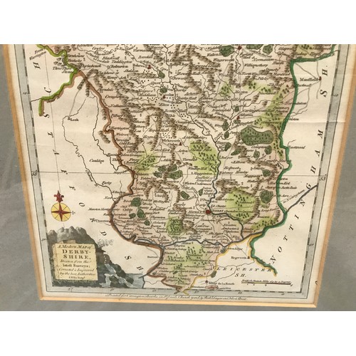 672 - A small framed coloured map of Derbyshire printed for Carrington Bowles and St Pauls Churchyard.Map ... 