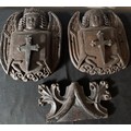 Three pieces 19thC or earlier carvings, believed to have been pew ends retrieved from an abbey that ... 