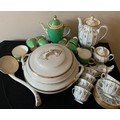 A Forstenberg coffee service, a Spode coffee service, a Losol ware tureen and large ladel.