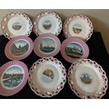 A selection of nine 19thc pink lustre souvenir plates with various scenes of London and Hull to incl... 