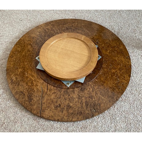 734 - A burr walnut lazy Susan together with a burr walnut small table. 35cms h x 60cms w.