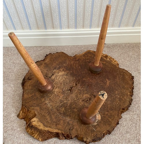 734 - A burr walnut lazy Susan together with a burr walnut small table. 35cms h x 60cms w.