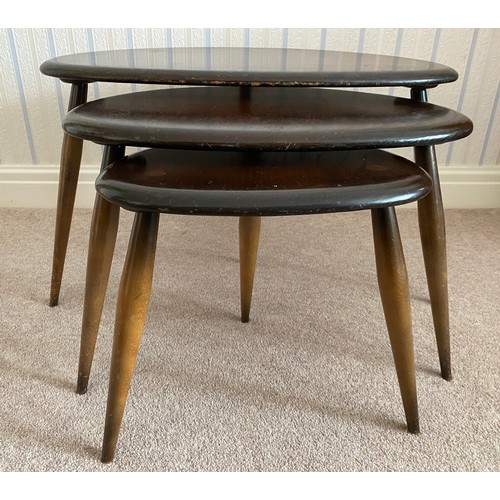 740 - A nest of 3 Ercol tables. Largest 65cms x 44cms x 39.5cms h.