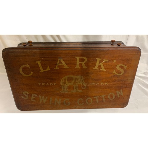 729 - A Clarks sewing mahogany cotton box with 2 drawers and fitted separators to interior.