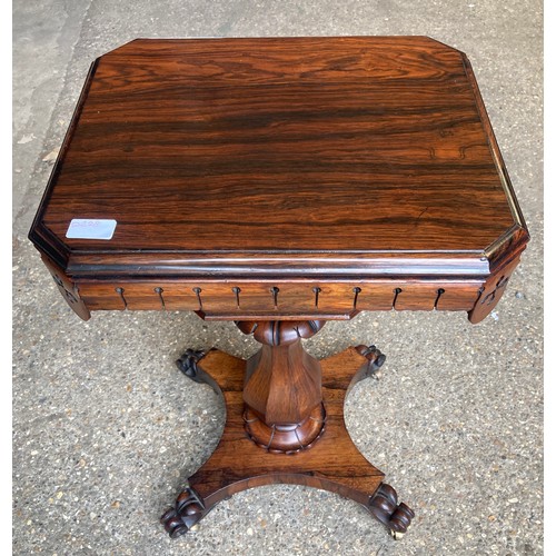 807 - A 19thC rosewood lady's work box, lift up lid to reveal fitted interior.