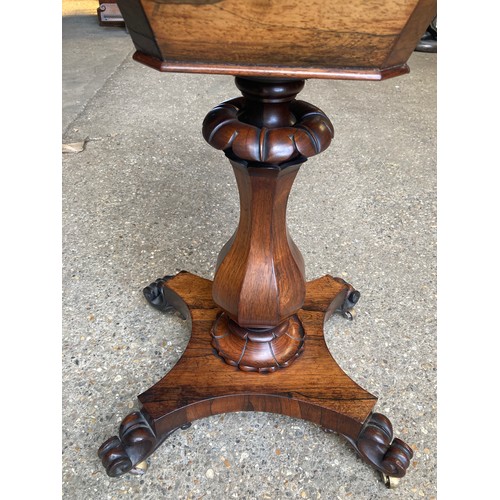 807 - A 19thC rosewood lady's work box, lift up lid to reveal fitted interior.