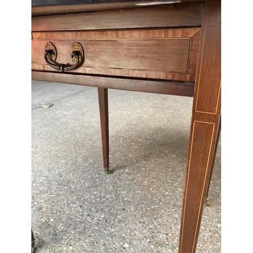 808 - Edwardian mahogany and inlaid envelope card table. 56 x 56 x 73cms h.