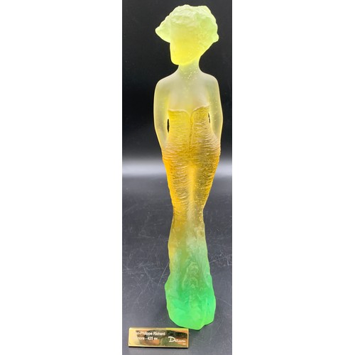 93 - Daum Pate-de-Verre glass figure of an elegant lady, inscribed to base Richard 398/425 Daum France. 3... 