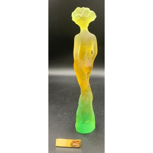 93 - Daum Pate-de-Verre glass figure of an elegant lady, inscribed to base Richard 398/425 Daum France. 3... 