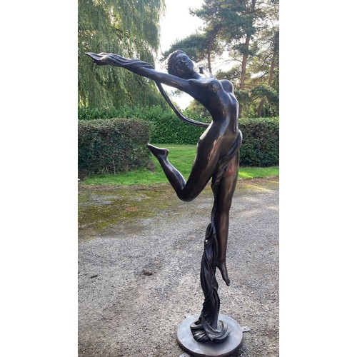 650 - A good quality bronze scantily clad female figure. 214cms h.