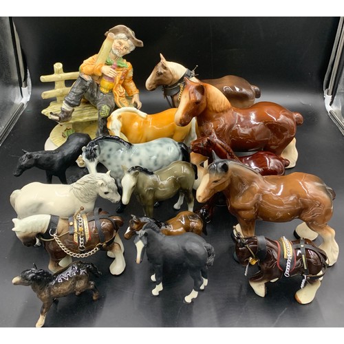 76 - Fourteen ceramic horses including one Royal Doulton and a Capodimonte figure.