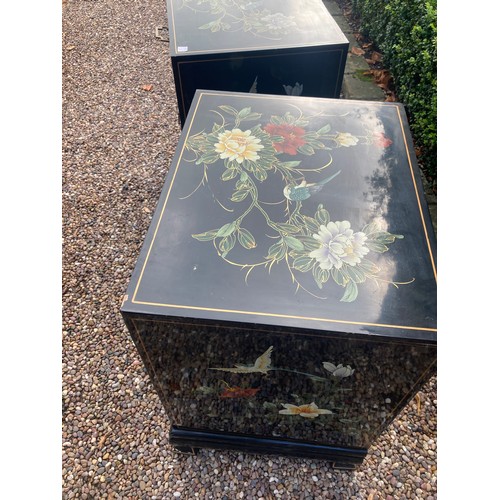 782 - Pair Japanese style lacquered bedside cabinets. 61 h x 51 w x 41cms d.