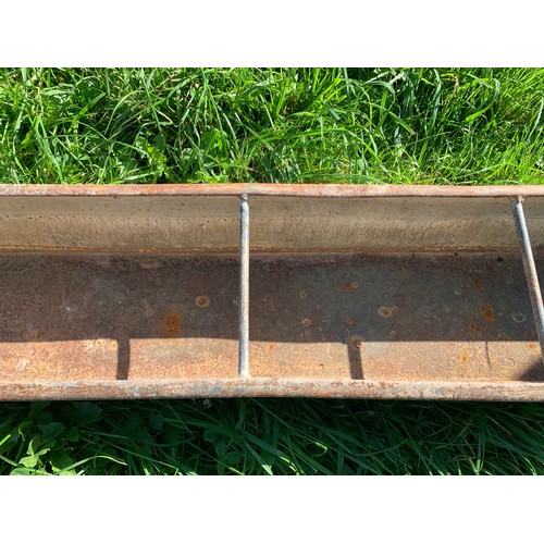 822 - Galvanised feed trough. 251 l x 24 w x 15cms h together with cattle drinker.