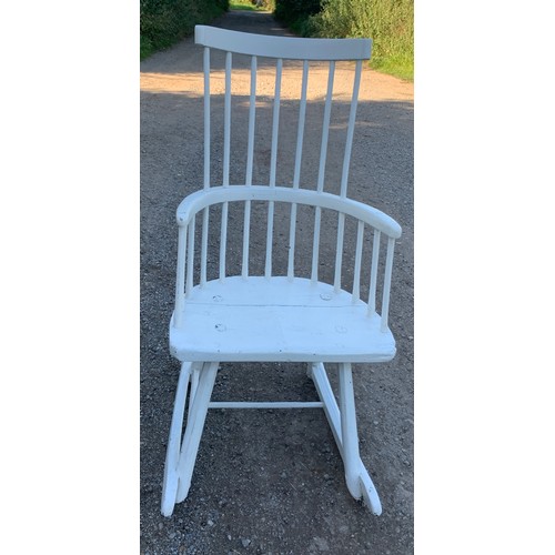 798 - A 19thC painted wooden rocking chair with Ercol single chair.