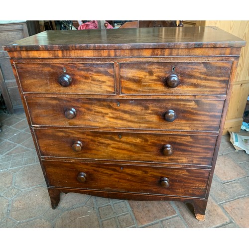 787 - A 19thC mahogany chest of drawers, 2 short over 3 long, on bracket feet. 108 w x 51 d x 115cms h.