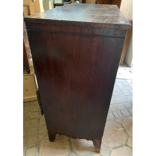 787 - A 19thC mahogany chest of drawers, 2 short over 3 long, on bracket feet. 108 w x 51 d x 115cms h.