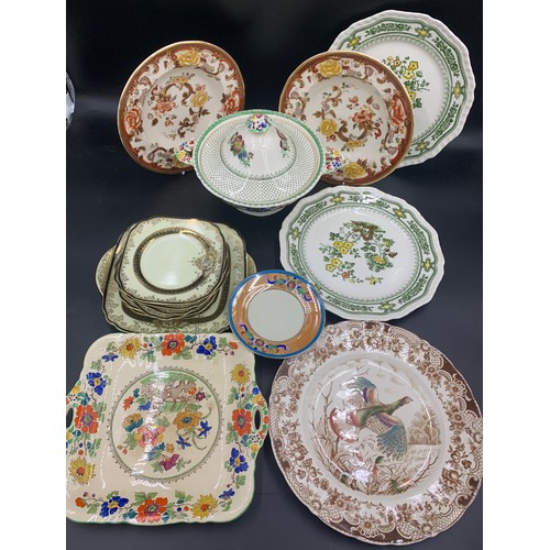 85 - Ceramics to include Strathmore tureen Masons 'Manchu' plate and 'Brown Velvet' bowls and Meito china... 