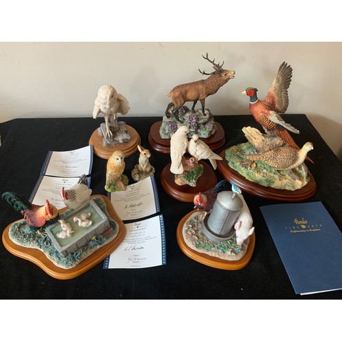 66A - Seven various Border Fine Art figures to include Taking Flight, Red Stag, Barn Owl,Night Watch, Brig... 