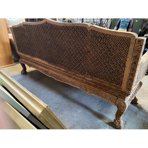 771 - An oriental hard wood bench. 178cms l x 66cms x d x87cms h.