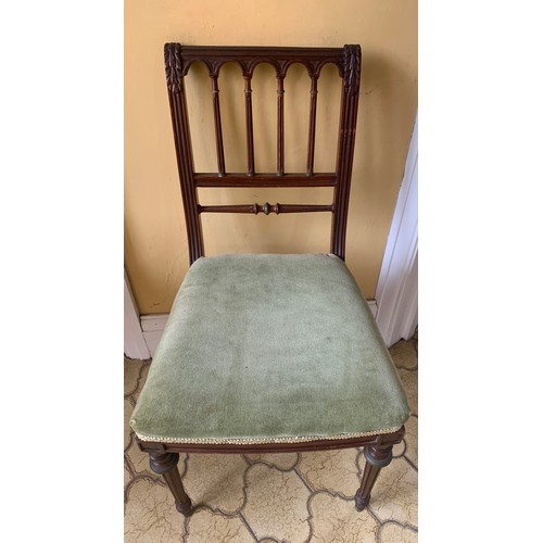 737a - A 19thC chair with green upholstered seat.