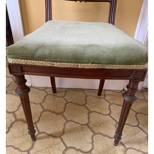 737a - A 19thC chair with green upholstered seat.