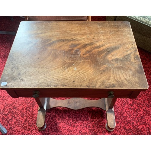 784C - An early 19thC mahogany side table with drawer to front and dummy to back. 61cms h x 61cms w x 43cms... 