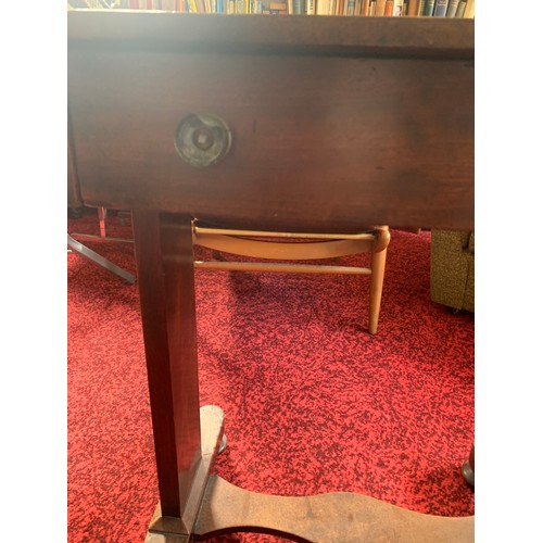 784C - An early 19thC mahogany side table with drawer to front and dummy to back. 61cms h x 61cms w x 43cms... 