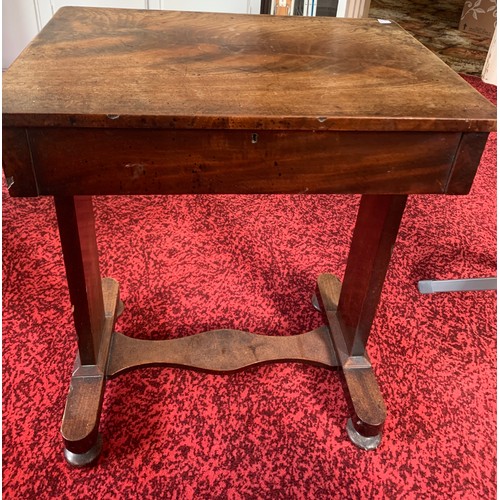 784C - An early 19thC mahogany side table with drawer to front and dummy to back. 61cms h x 61cms w x 43cms... 