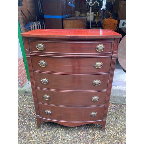 750a - An Edwardian five height mahogany chest of drawers on bracket feet with brass handles.
89cms w x 52c... 