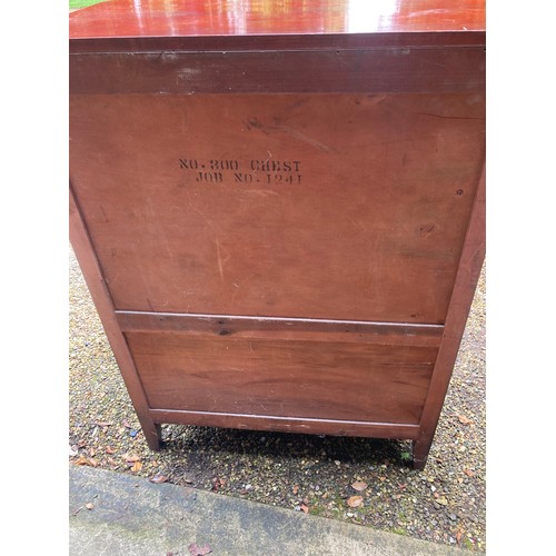 750a - An Edwardian five height mahogany chest of drawers on bracket feet with brass handles.
89cms w x 52c... 