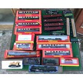 A collection of diecast model trains and carriages by Hornby. Including LSBC 100, D6830, British Rai... 