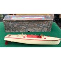 Boxed pre 1940's tinplate Hornby speedboat, named Racer 3.