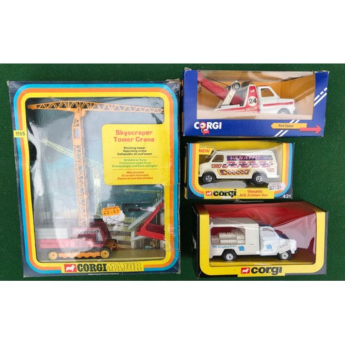 72 - Boxed Corgi diecast vehicles to include C674/1 Ford Transit, 1155 Skyscraper Tower Crane, 405 Ford T... 