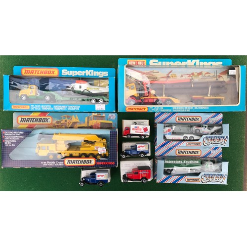 73 - Boxed Matchbox diecast vehicles to include K-43 Log Transporter, K-92 Helicopter Transporter, K-114 ... 