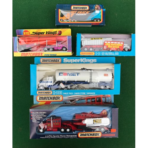 79 - Boxed Matchbox diecast vehicles to include K-10 Pipe Truck, K-18 Tipper Truck, CY-36 Convoy, K-112 F... 