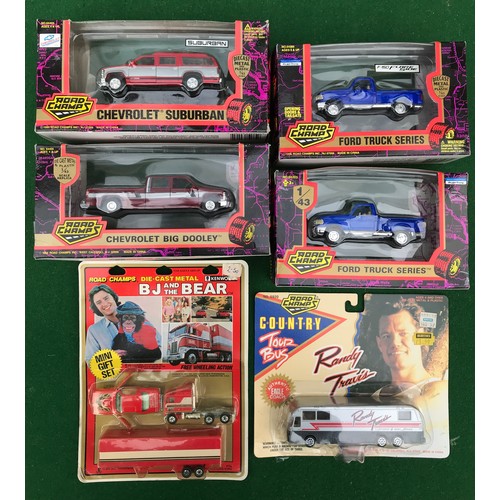 80 - Collection of boxed diecast vehicles from Road Champs including 2x F-150 Ford Flare Side, Chevrolet ... 