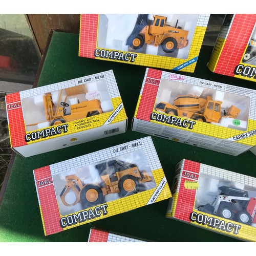 91 - A collection of boxed Joal diecast metal vehicles including 227 Volvo BM, 162 JCB 801, 235 Volvo BM,... 