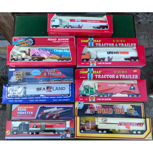 97 - 13 assorted models to include Champ of the Road range, Super Tough Wheels, Kenworth mighty rig etc.