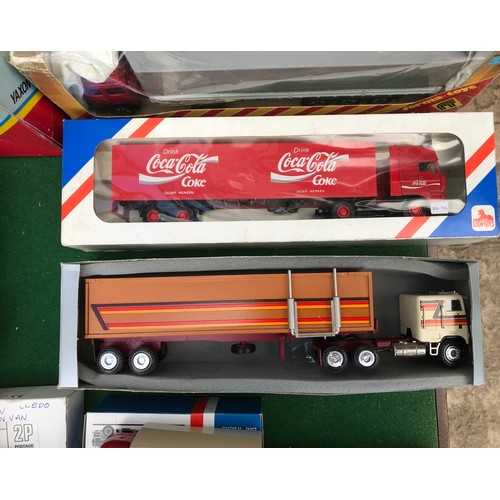 100 - Diecast toys to include Forma-toys 778 Fiat 170, Red Freightliner Tractor Unit Pilsner Van Trailer, ... 