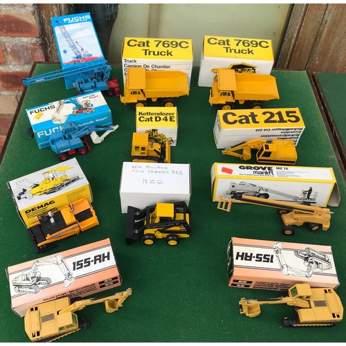 104 - A collection of NZG models to include No. 222 Cat 796C x 2, 190 Cat215, 256 Grove Manlift MZ 76, 205... 