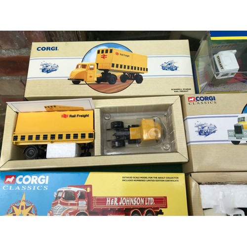 110 - A collection of Corgi diecast commercial trucks to include No. 29101 Guy Invincible 8 wheel platform... 