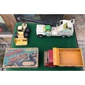 Lot of tinplated toys including a boxed Handy Hank, battery-Operated Mystery Tractor, Tonka dump tru... 