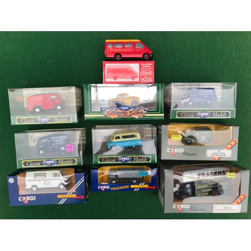 83 - Collection of boxed diecast Corgi vehicles including D983 Morris J Van, D981 Bedford CA Van, 96880 M... 